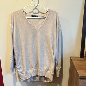 Mango Light Beige V-Neck Sweater